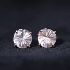 8 MM Round Morganite Solitaire Stud Earrings in Claw Setting Morganite - ( AAA ) - Quality - Rosec Jewels