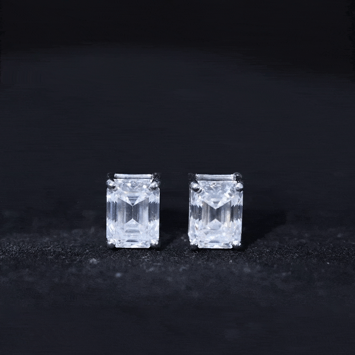 6X8 MM Octagon Shape Moissanite Solitaire Stud Earrings Moissanite - ( D-VS1 ) - Color and Clarity - Rosec Jewels