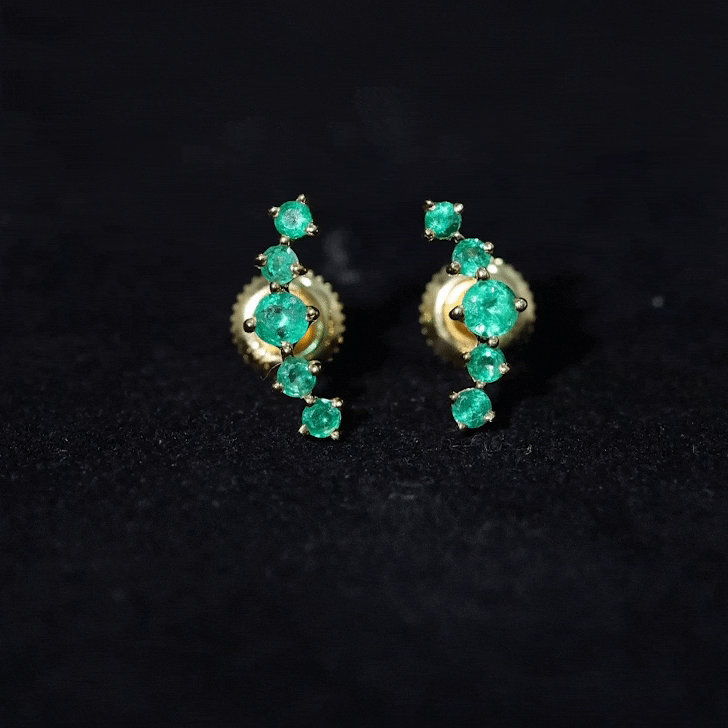 Emerald Stud Climber Earrings Emerald - ( AAA ) - Quality - Rosec Jewels