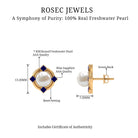 6.50 CT Modern Stud Earrings with Freshwater Pearl and Blue Sapphire Freshwater Pearl - ( AAA ) - Quality - Rosec Jewels