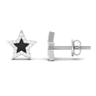 Minimal Diamond Star Stud Earring with Enamel Diamond - ( HI-SI ) - Color and Clarity - Rosec Jewels