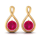 Round Cut Solitaire Ruby Infinity Stud Earrings Ruby - ( AAA ) - Quality - Rosec Jewels