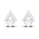 3/4 CT Contemporary Zircon Gold Stud Earrings Zircon - ( AAAA ) - Quality - Rosec Jewels