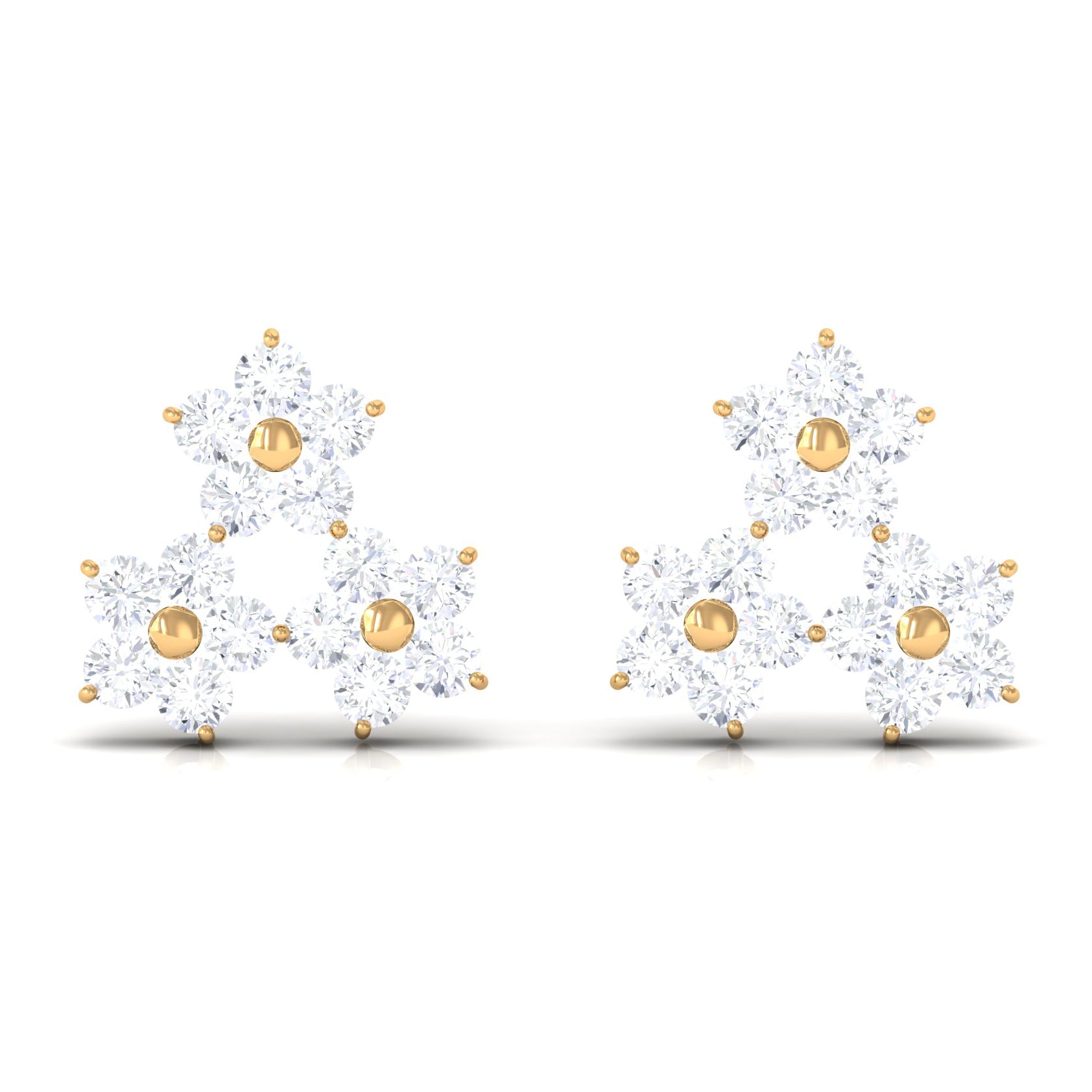 1/2 CT Round Cut Diamond Cluster Floral Stud Earring Diamond - ( HI-SI ) - Color and Clarity - Rosec Jewels