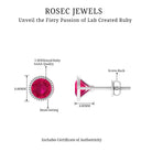 1.25 CT Round Cut Created Ruby Solitaire Stud Earring in Gold Lab Created Ruby - ( AAAA ) - Quality - Rosec Jewels