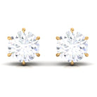 3/4 CT Certified Cubic Zirconia Gold Solitaire Stud Earrings Zircon - ( AAAA ) - Quality - Rosec Jewels