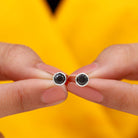 Bezel Set Created Black Diamond Solitaire Stud Earrings Lab Created Black Diamond - ( AAAA ) - Quality - Rosec Jewels