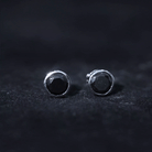 5 MM Black Onyx Solitaire Stud Earring in Bezel Setting Black Onyx - ( AAA ) - Quality - Rosec Jewels