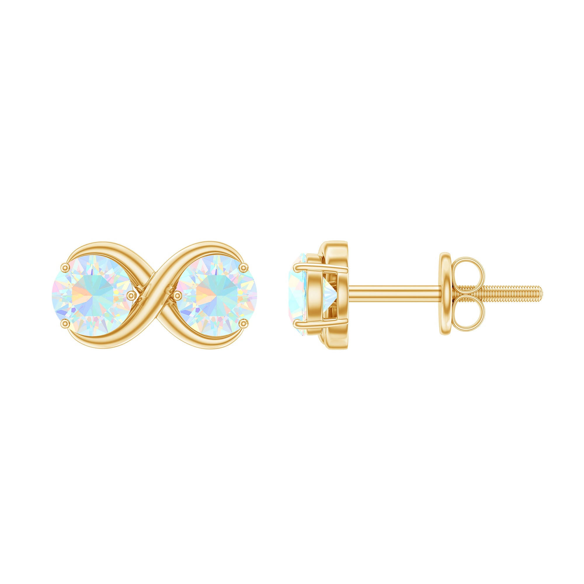 1 CT Simple Ethiopian Opal Two Stone Infinity Stud Earrings Ethiopian Opal - ( AAA ) - Quality - Rosec Jewels