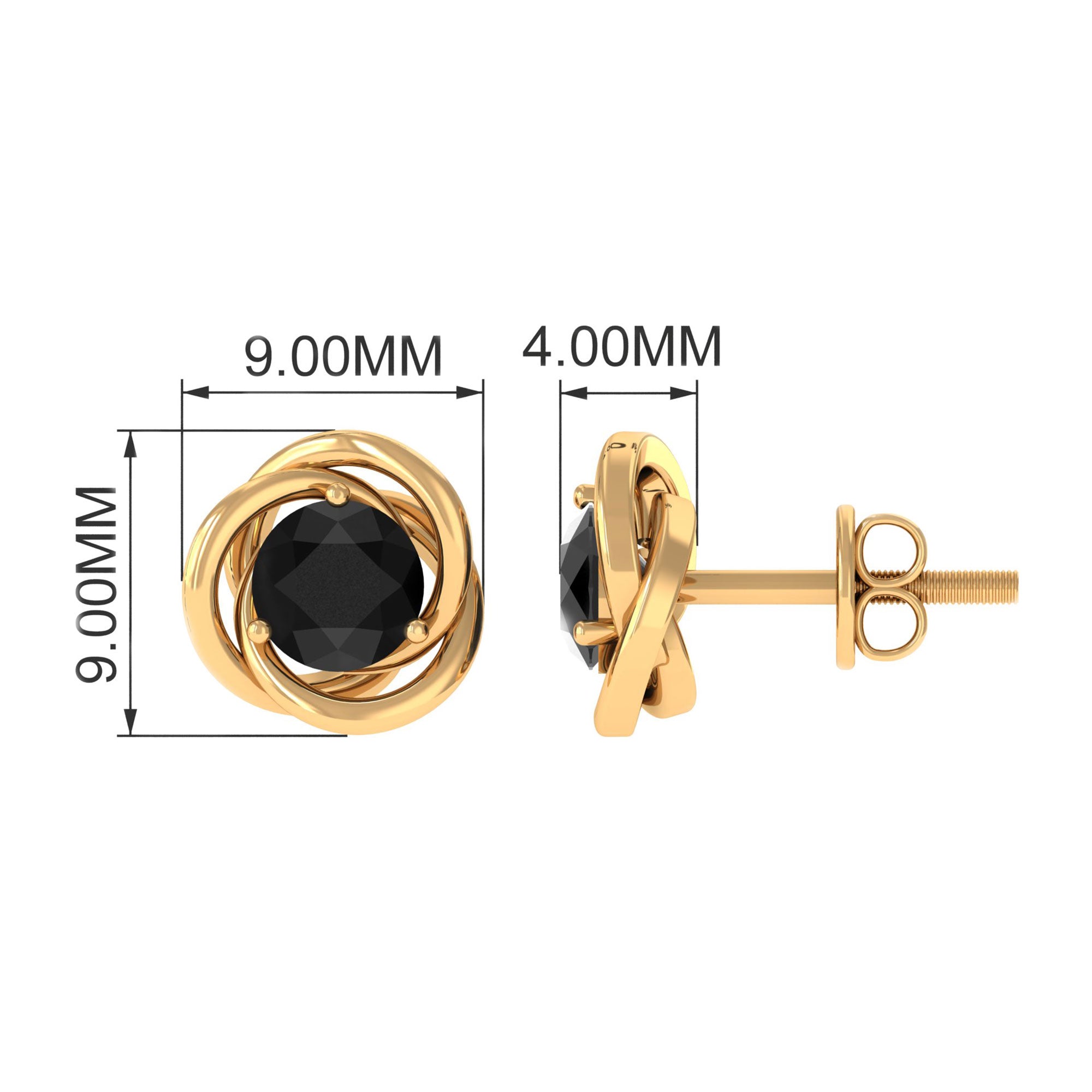 5 MM Lab Created Black Diamond Solitaire Swirl Stud Earrings Lab Created Black Diamond - ( AAAA ) - Quality - Rosec Jewels