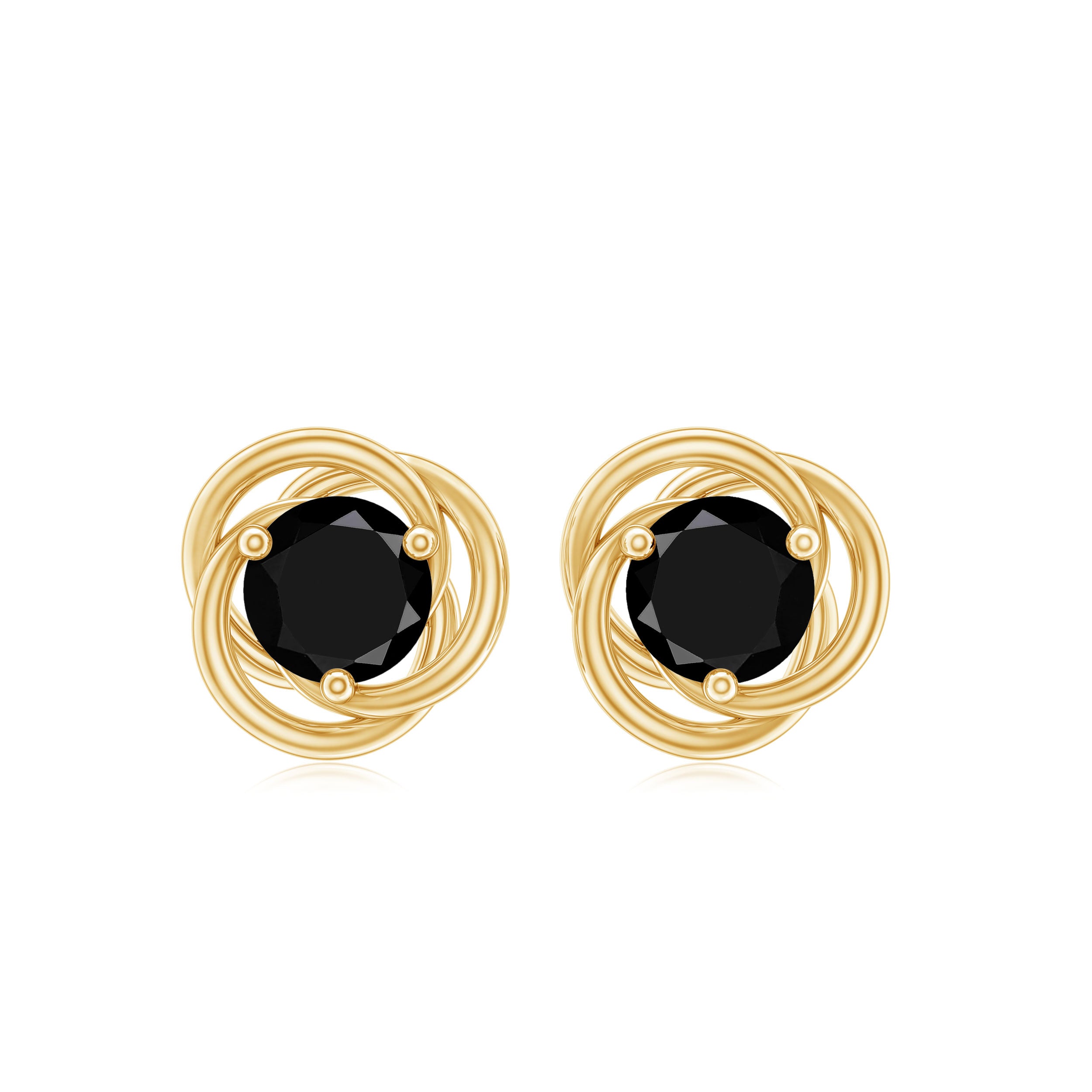5 MM Lab Created Black Diamond Solitaire Swirl Stud Earrings Lab Created Black Diamond - ( AAAA ) - Quality - Rosec Jewels