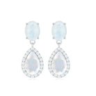 4.75 CT Classic Moonstone Dangle Earrings with Diamond Moonstone - ( AAA ) - Quality - Rosec Jewels