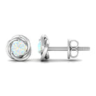 4 MM Round Ethiopian Opal Solitaire Gold Swirl Stud Earrings in Prong Setting Ethiopian Opal - ( AAA ) - Quality - Rosec Jewels