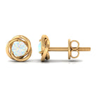 4 MM Round Ethiopian Opal Solitaire Gold Swirl Stud Earrings in Prong Setting Ethiopian Opal - ( AAA ) - Quality - Rosec Jewels