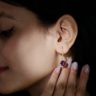 Cushion Cut Amethyst and Diamond Drop Earrings Amethyst - ( AAA ) - Quality - Rosec Jewels