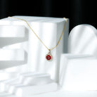 Created Ruby and Zircon Classic Halo Pendant Lab Created Ruby - ( AAAA ) - Quality - Rosec Jewels