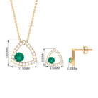 Simple Round Cut Emerald and Triangle Shape Moissanite jewelry Set Emerald - ( AAA ) - Quality - Rosec Jewels