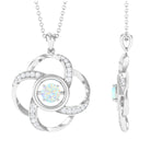 Natural Ethiopian Opal Floral Pendant Necklace with Diamond Ethiopian Opal - ( AAA ) - Quality - Rosec Jewels