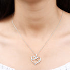 Moissanite Infinity Heart Pendant Necklace in Silver - Rosec Jewels