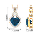 8 MM Heart Shape London Blue Topaz Infinity Pendant with Diamond London Blue Topaz - ( AAA ) - Quality - Rosec Jewels
