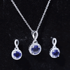 Lab Grown Blue Sapphire Infinity Jewelry Set with Zircon Lab Created Blue Sapphire - ( AAAA ) - Quality - Rosec Jewels