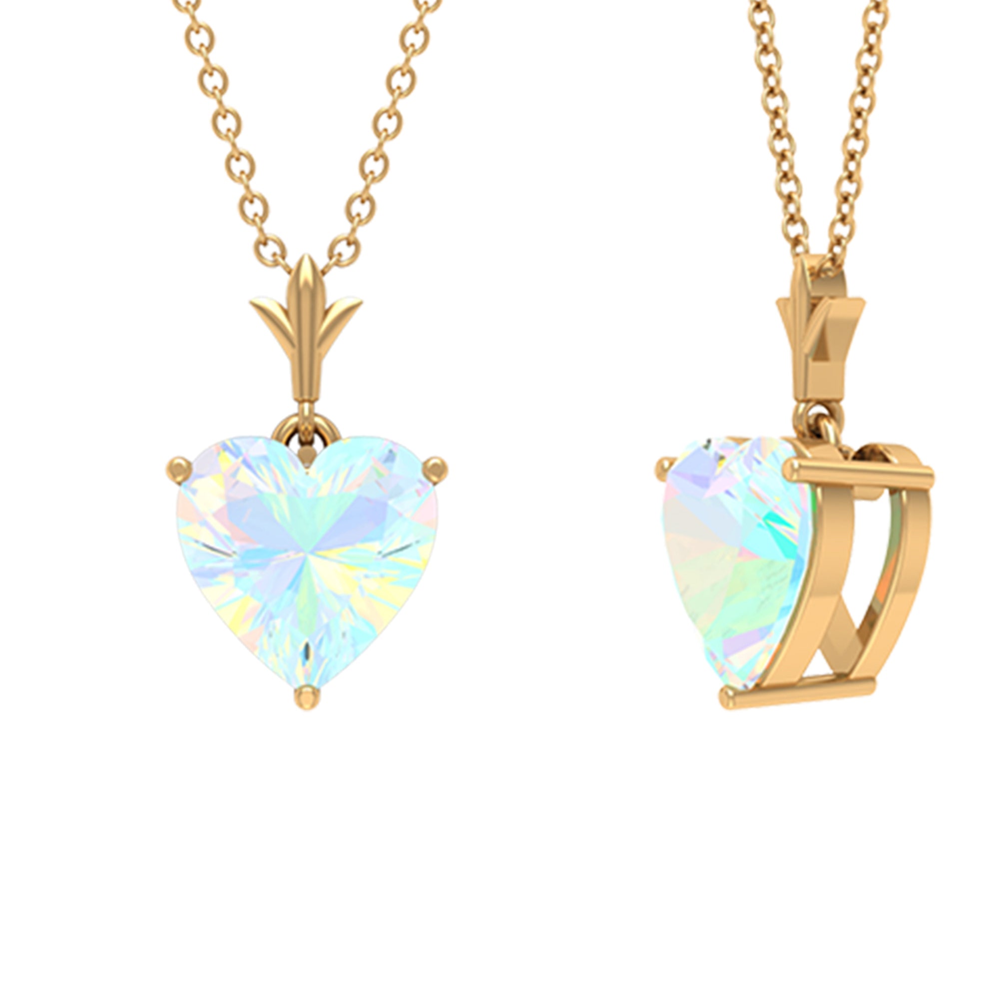 6 MM Heart Shape Ethiopian Opal Solitaire Pendant Necklace Ethiopian Opal - ( AAA ) - Quality - Rosec Jewels
