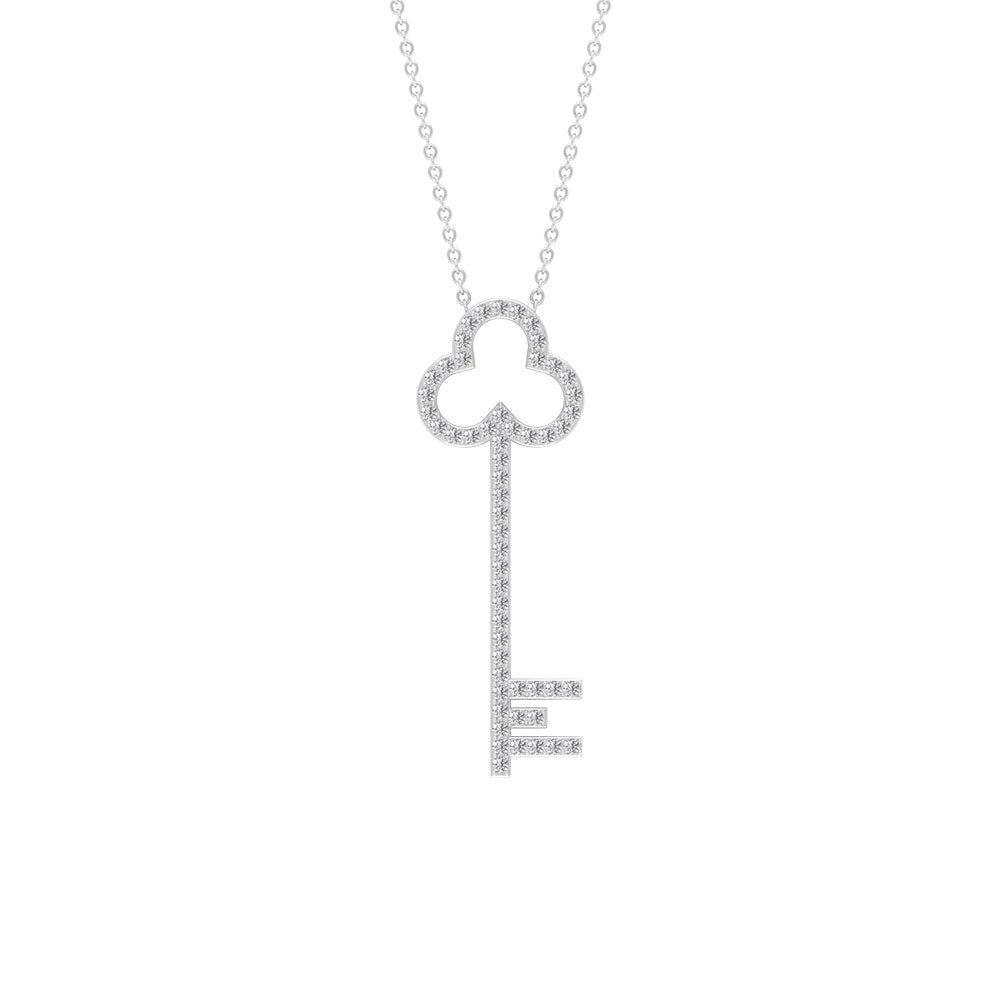 Certified Moissanite Key Pendant Necklace Moissanite - ( D-VS1 ) - Color and Clarity - Rosec Jewels