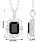 Vintage Inspired Octagon Created Black Diamond Pendant with Moissanite Lab Created Black Diamond - ( AAAA ) - Quality - Rosec Jewels