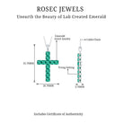 3.5 CT Lab Created Emerald Cross Pendant Necklace Lab Created Emerald - ( AAAA ) - Quality - Rosec Jewels