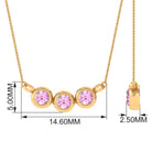 Bezel Set Pink Tourmaline Three Stone Necklace in Gold Pink Tourmaline - ( AAA ) - Quality - Rosec Jewels