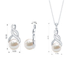 Freshwater Pearl Drop and Moissanite Bridal Jewelry Set Freshwater Pearl - ( AAA ) - Quality - Rosec Jewels