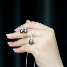 Tahitian Pearl and Diamond Drop Jewelry Set Tahitian pearl - ( AAA ) - Quality - Rosec Jewels