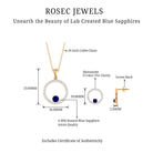 Created Blue Sapphire Eternity Pendant And Earrings Set With Moissanite Lab Created Blue Sapphire - ( AAAA ) - Quality - Rosec Jewels