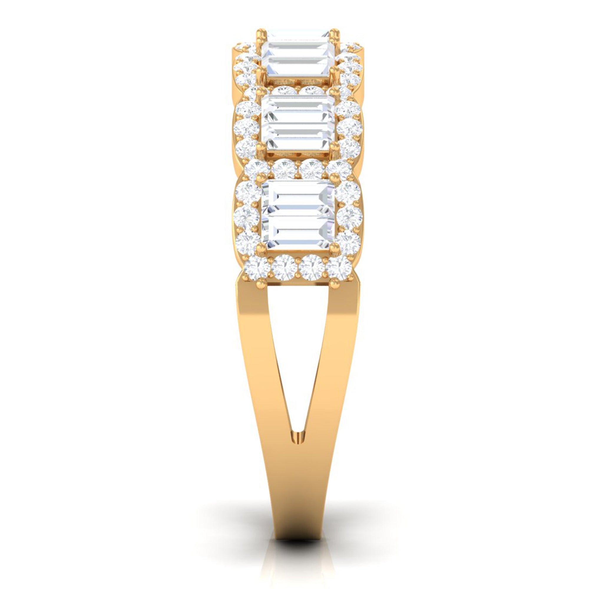 Designer Baguette Moissanite Half Eternity Band Ring Moissanite - ( D-VS1 ) - Color and Clarity - Rosec Jewels