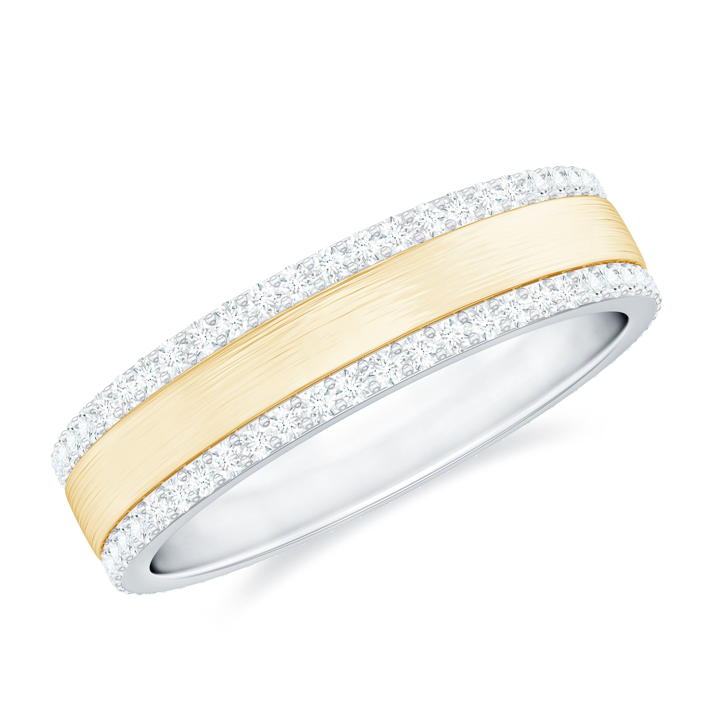 1 CT Diamond Brushed Finish Gold Band Ring Diamond - ( HI-SI ) - Color and Clarity - Rosec Jewels