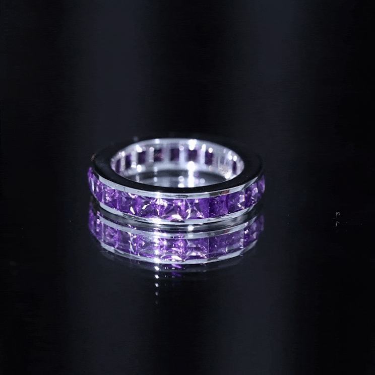 Princess Cut Amethyst Full Eternity Band Ring in Channel Setting Amethyst - ( AAA ) - Quality - Rosec Jewels
