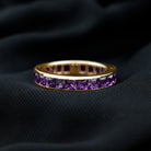 Princess Cut Amethyst Full Eternity Band Ring in Channel Setting Amethyst - ( AAA ) - Quality - Rosec Jewels