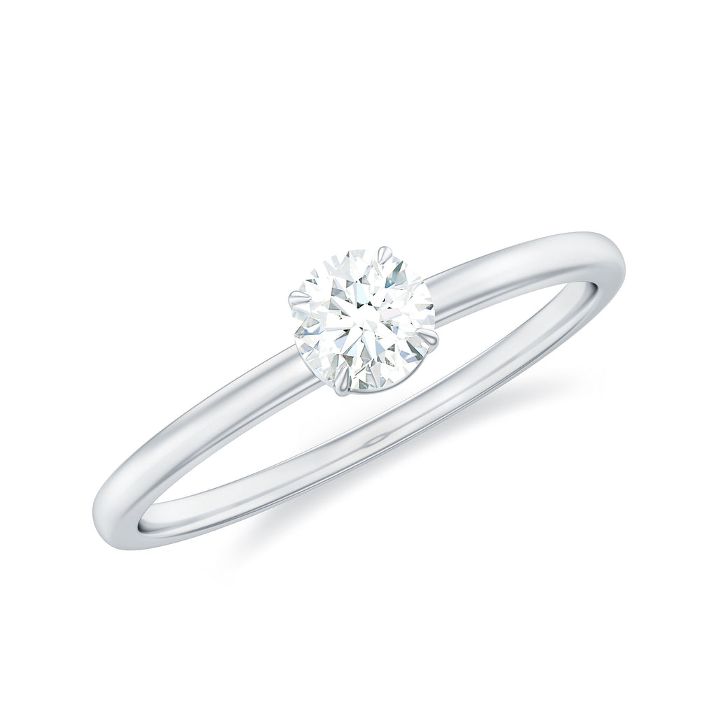 Claw Set Round Moissanite Solitaire Promise Ring - Rosec Jewels