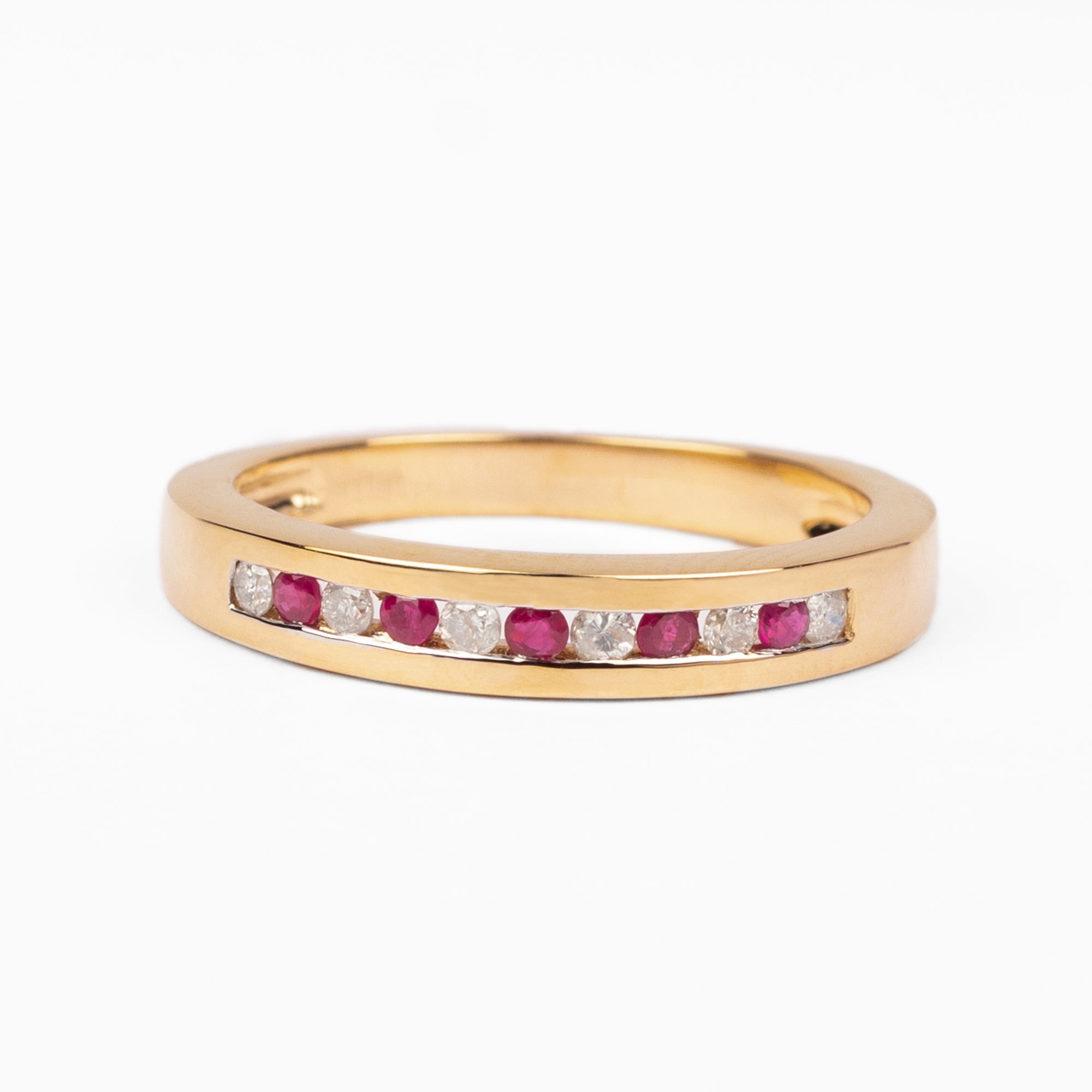 0.5 CT Ruby and Diamond Minimal Band Ring in Channel Setting Ruby - ( AAA ) - Quality - Rosec Jewels