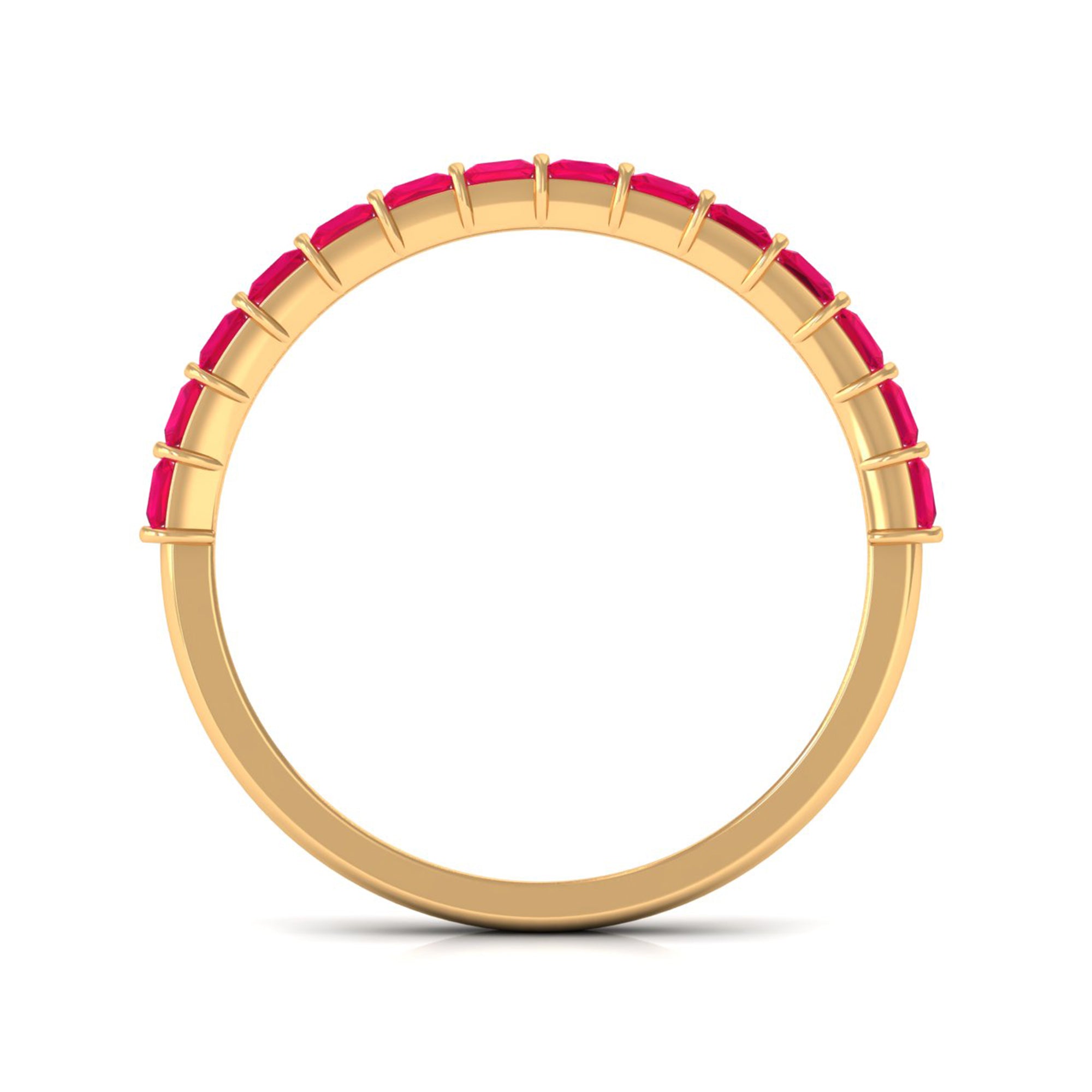 Princess Cut Ruby Semi Eternity Ring in Bar Setting Ruby - ( AAA ) - Quality - Rosec Jewels