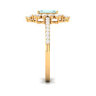 Vintage Aquamarine and Diamond Halo Engagement Ring Aquamarine - ( AAA ) - Quality - Rosec Jewels
