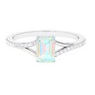 Split Shank Ethiopian Opal Solitaire Engagement Ring with Diamond Ethiopian Opal - ( AAA ) - Quality - Rosec Jewels