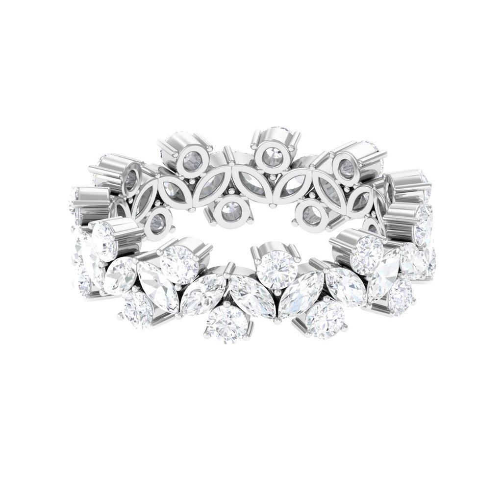 Marquise and Round Moissanite Cluster Eternity Band Moissanite - ( D-VS1 ) - Color and Clarity - Rosec Jewels