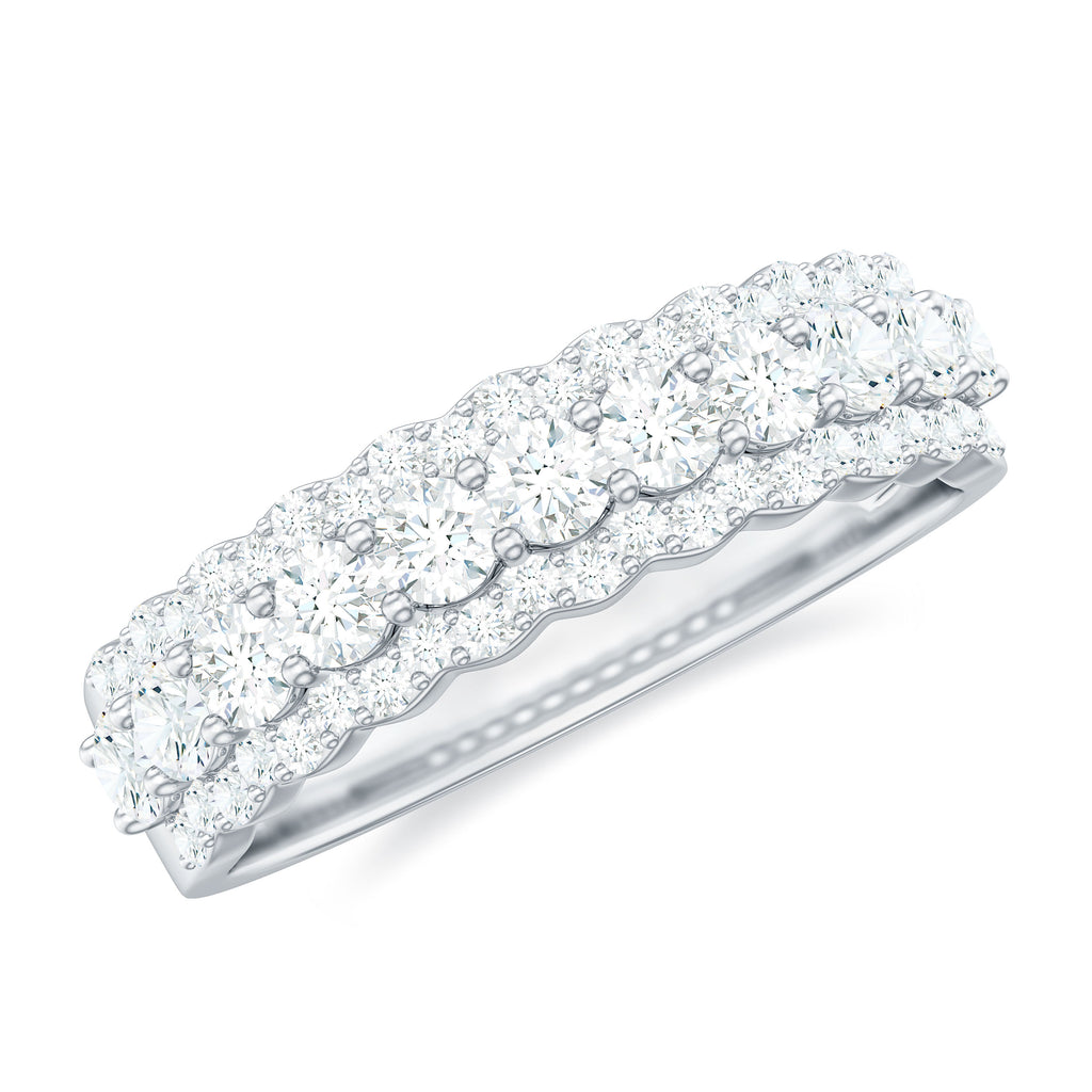Classic Moissanite Wedding Band Ring Moissanite - ( D-VS1 ) - Color and Clarity - Rosec Jewels
