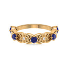 Blue Sapphire and Moissanite Vintage Stackable Ring Blue Sapphire - ( AAA ) - Quality - Rosec Jewels