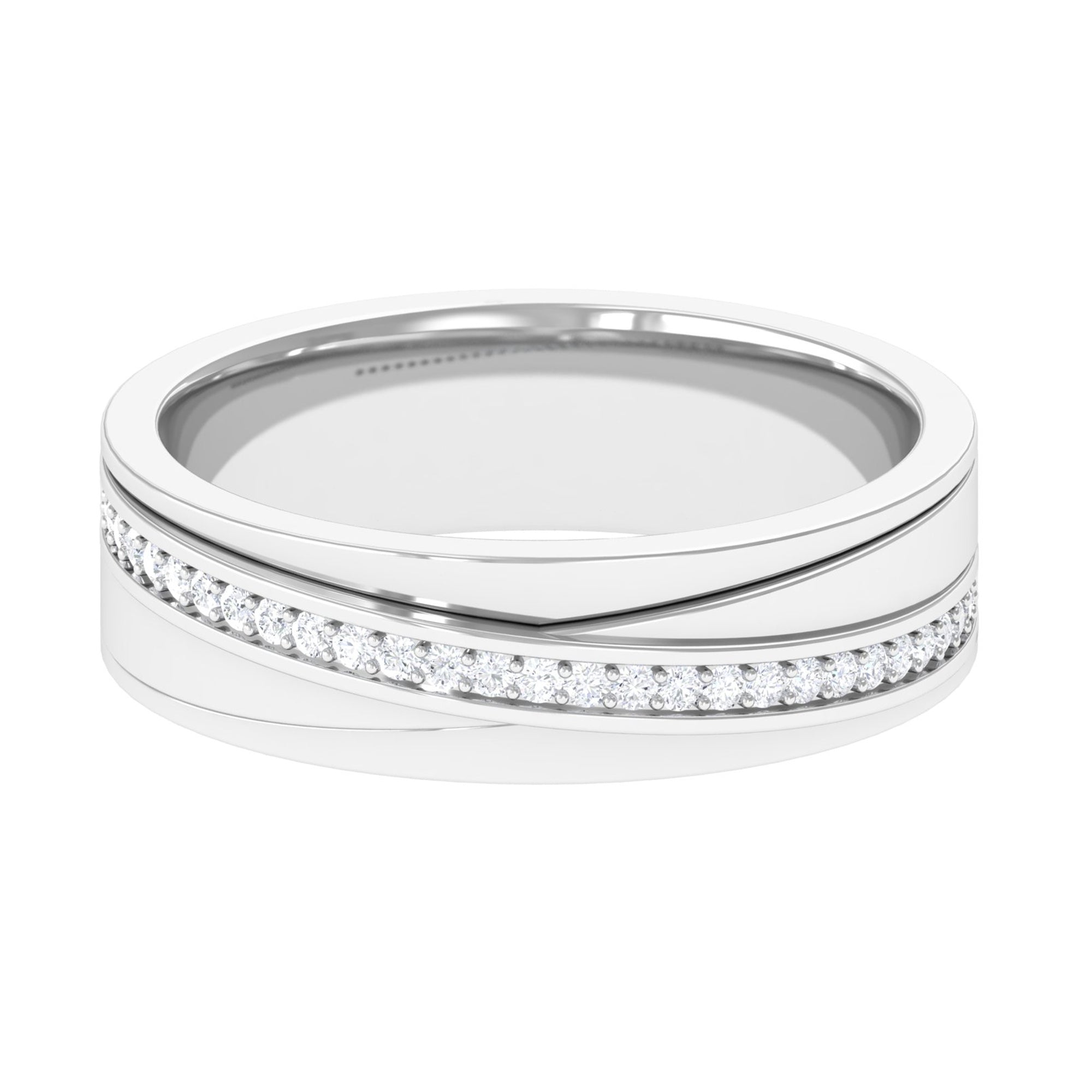 Contemporary Diamond Two Tone Band Ring Diamond - ( HI-SI ) - Color and Clarity - Rosec Jewels