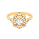 Vintage Style Diamond Engagement Ring with Milgrain Details Diamond - ( HI-SI ) - Color and Clarity - Rosec Jewels