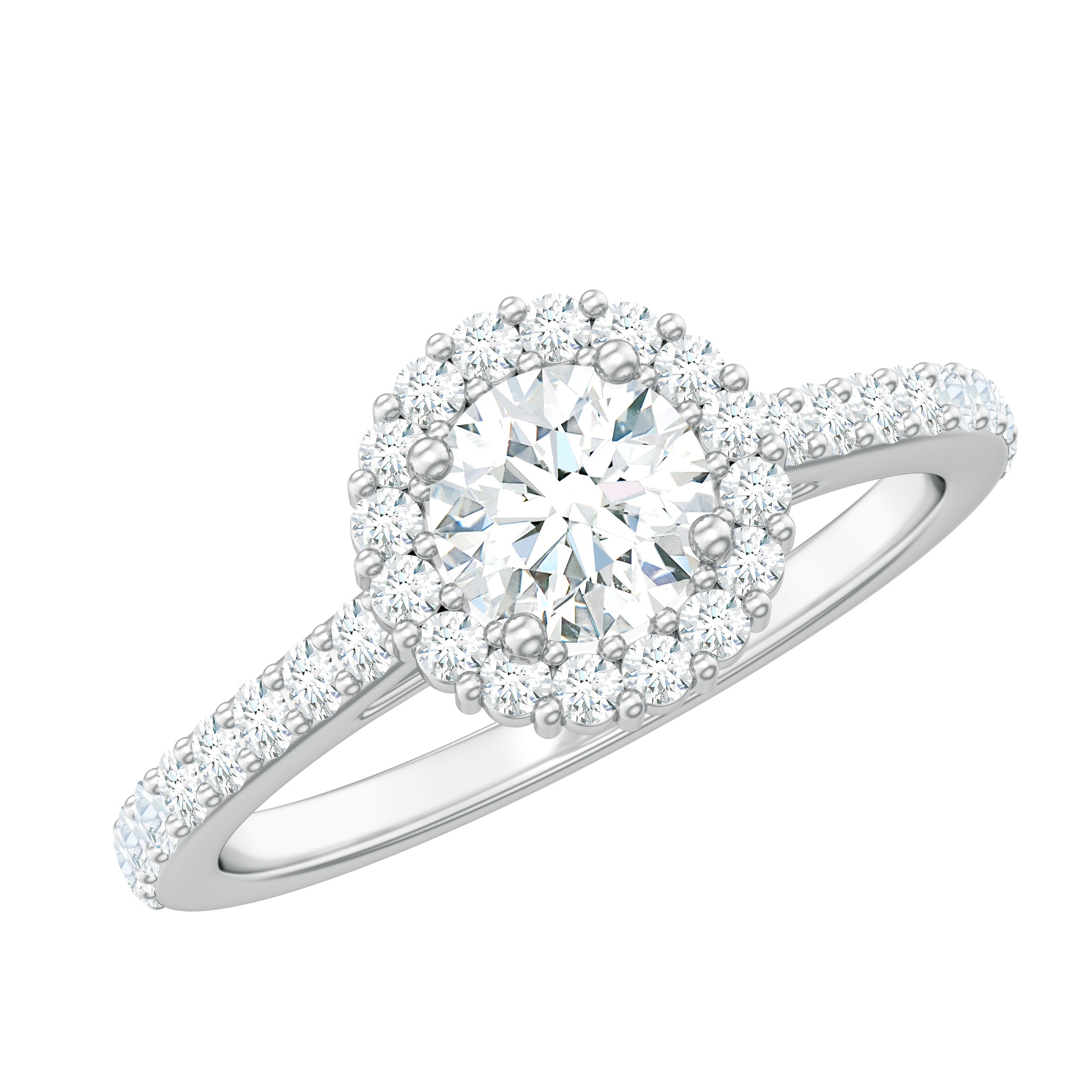 1 CT Classic Moissanite Halo Engagement Ring Moissanite - ( D-VS1 ) - Color and Clarity - Rosec Jewels