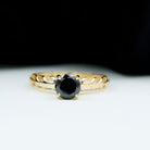 Round Lab Grown Black Diamond Solitaire Ring Lab Created Black Diamond - ( AAAA ) - Quality - Rosec Jewels