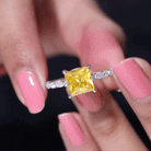 Princess Cut Lab Grown Yellow Sapphire Solitaire Engagement Ring Lab Created Yellow Sapphire - ( AAAA ) - Quality - Rosec Jewels